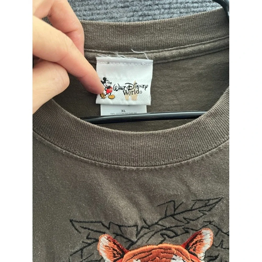 Vintage Disney Animal Kingdom Embroidered Tiger Brown T-Shirt XL